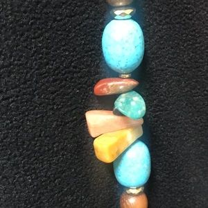 Wood and turquoise beaded layering necklace